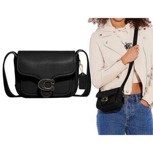 NEW WITH TAGS!  Coach Pebble Leather Black Tabby Messenger 19